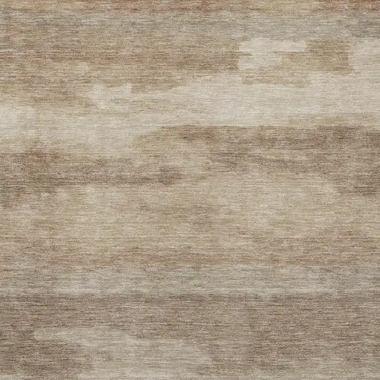 Beige And Brown Abstract Washable Indoor Outdoor Area Rug Photo 9