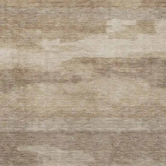 Beige And Brown Abstract Washable Indoor Outdoor Area Rug Photo 8
