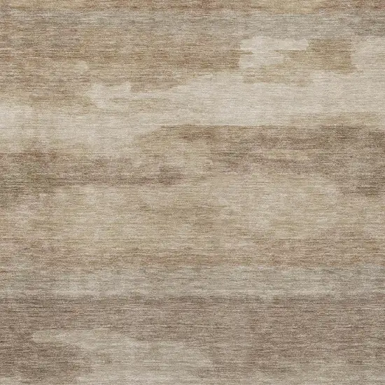 Beige And Brown Abstract Washable Indoor Outdoor Area Rug Photo 4