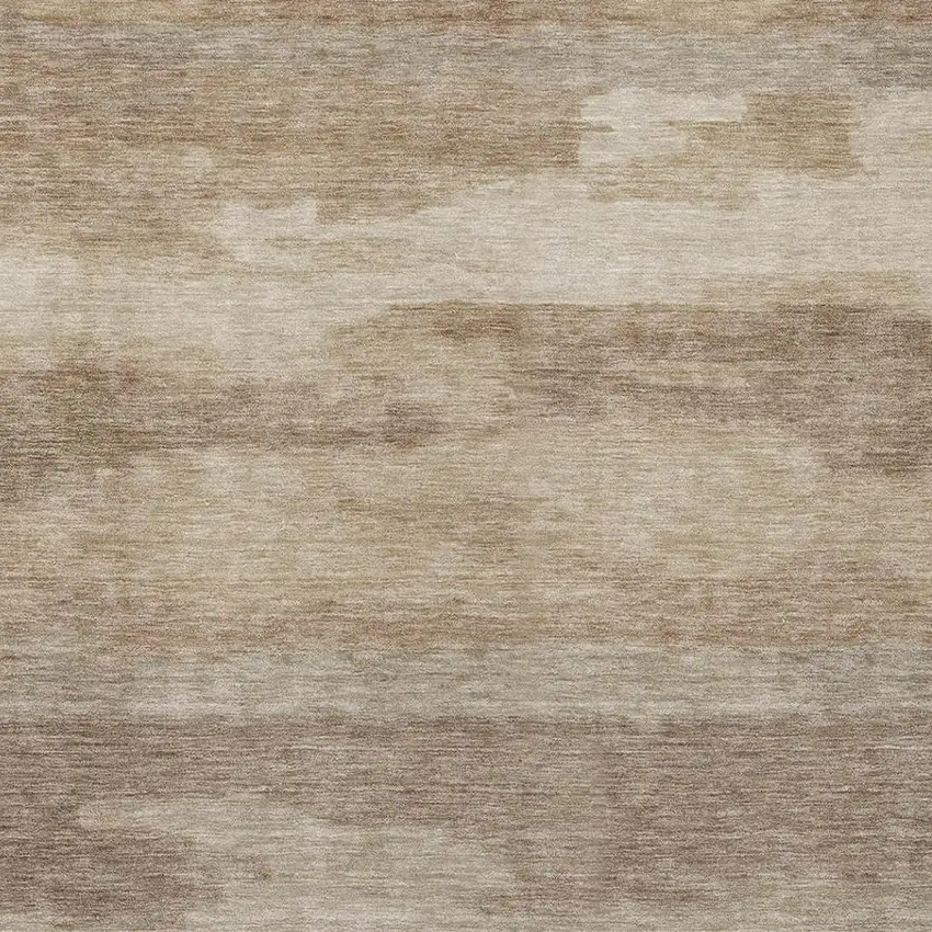 Beige And Brown Abstract Washable Indoor Outdoor Area Rug Photo 4