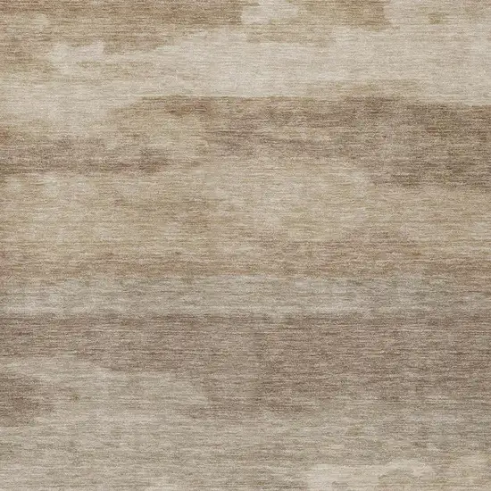 Beige And Brown Abstract Washable Indoor Outdoor Area Rug Photo 5