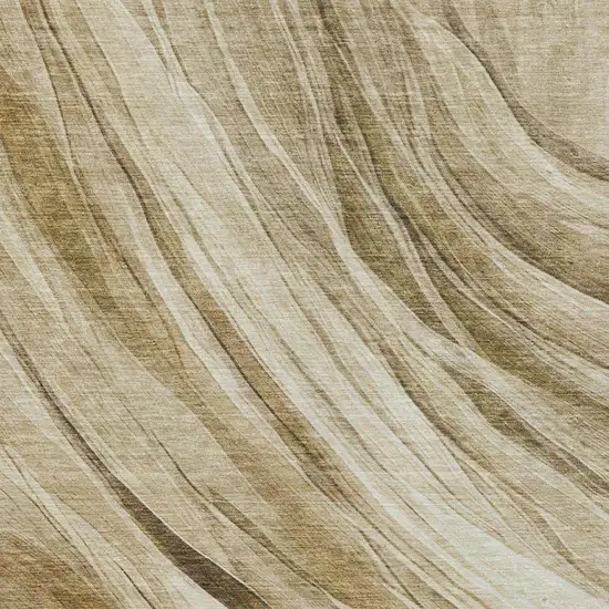 Beige And Brown Abstract Washable Indoor Outdoor Area Rug Photo 4