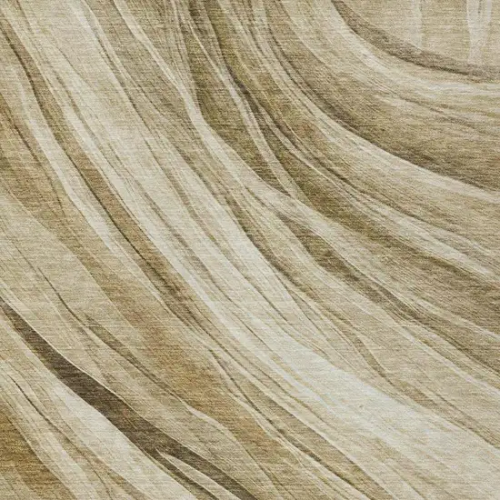 Beige And Brown Abstract Washable Indoor Outdoor Area Rug Photo 5