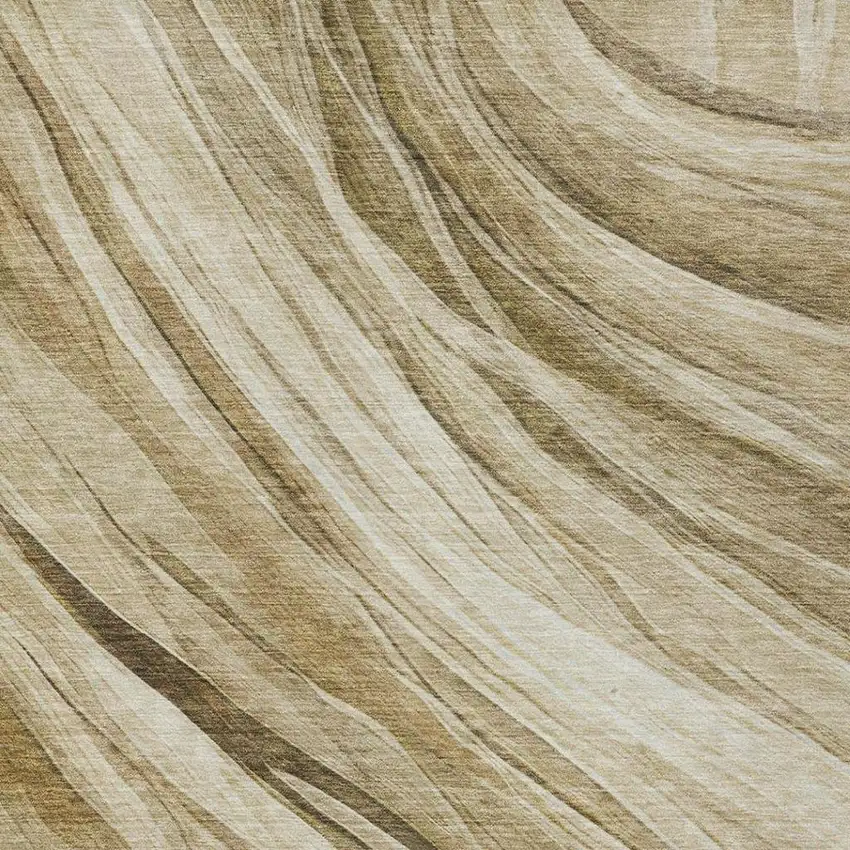 Beige And Brown Abstract Washable Indoor Outdoor Area Rug Photo 5