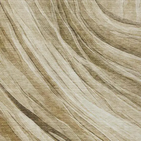 Beige And Brown Abstract Washable Indoor Outdoor Area Rug Photo 1