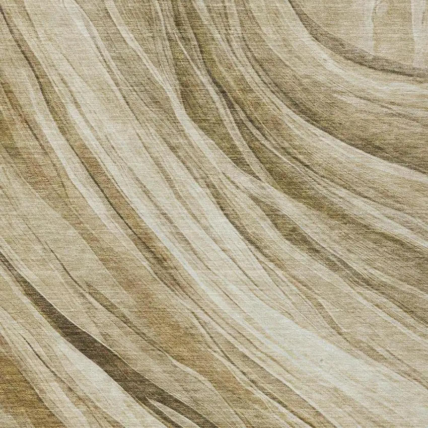 Beige And Brown Abstract Washable Indoor Outdoor Area Rug Photo 1