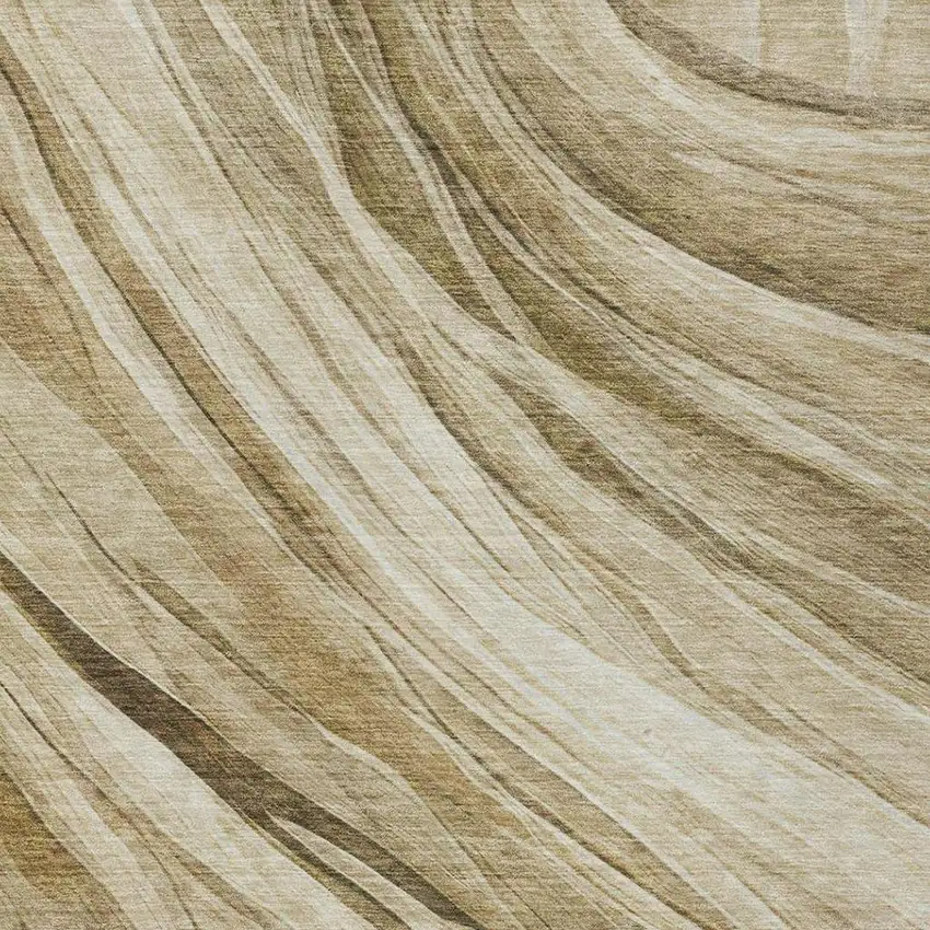 Beige And Brown Abstract Washable Indoor Outdoor Area Rug Photo 8