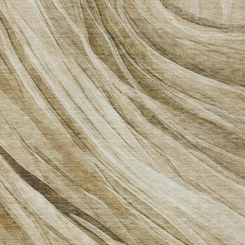 Beige And Brown Abstract Washable Indoor Outdoor Area Rug Photo 5