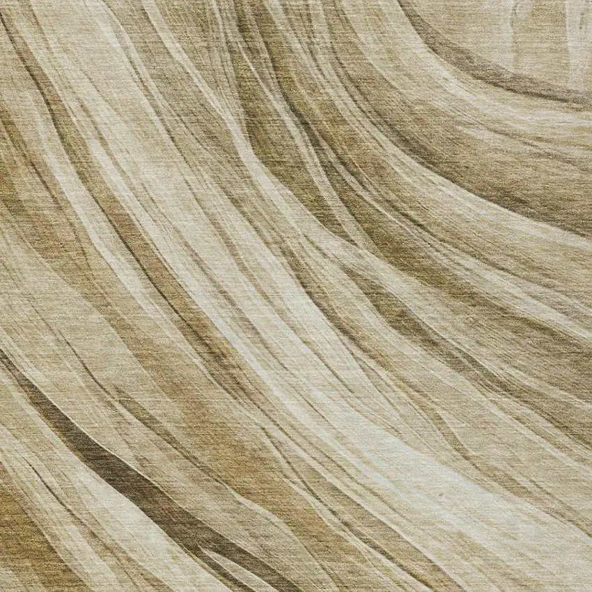 Beige And Brown Abstract Washable Indoor Outdoor Area Rug Photo 1