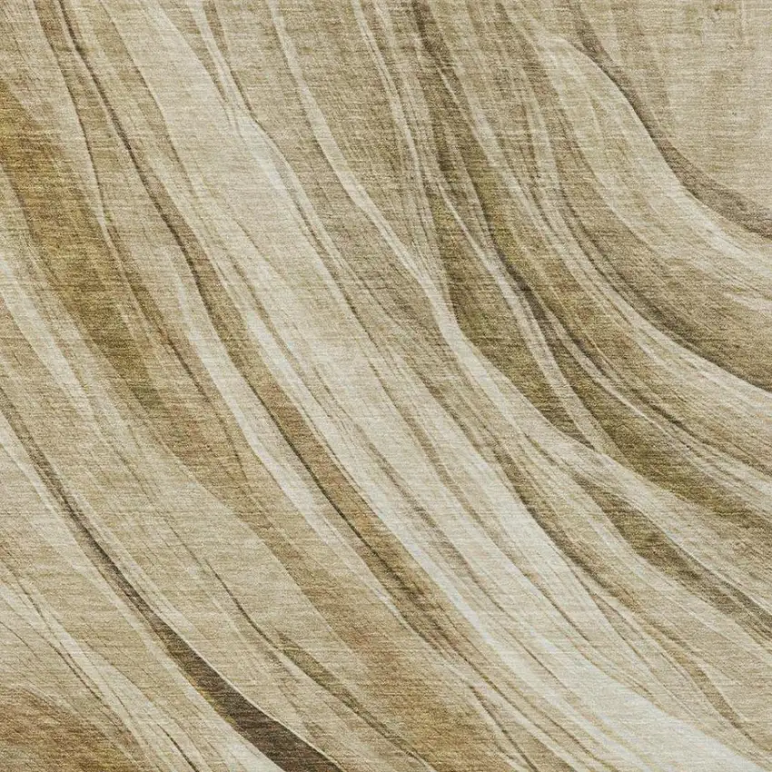 Beige And Brown Abstract Washable Indoor Outdoor Area Rug Photo 7