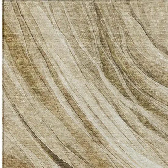Beige And Brown Abstract Washable Indoor Outdoor Area Rug Photo 6
