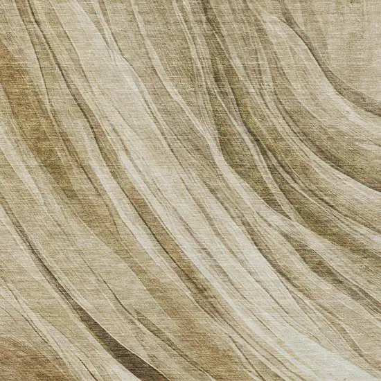 Beige And Brown Abstract Washable Indoor Outdoor Area Rug Photo 6