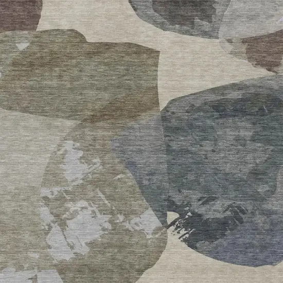 Beige And Brown Abstract Washable Indoor Outdoor Area Rug Photo 2