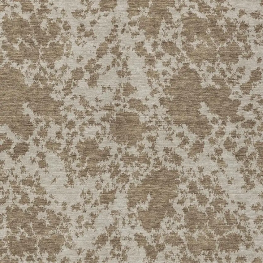 Beige And Brown Abstract Washable Indoor Outdoor Area Rug Photo 3
