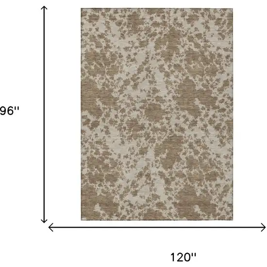 Beige And Brown Abstract Washable Indoor Outdoor Area Rug Photo 6