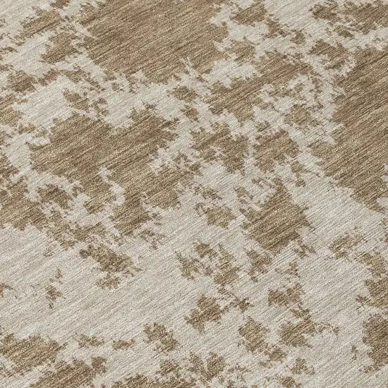 Beige And Brown Abstract Washable Indoor Outdoor Area Rug Photo 5