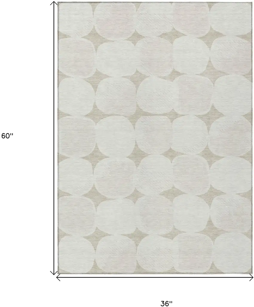 Beige And Brown Abstract Washable Indoor Outdoor Area Rug Photo 3