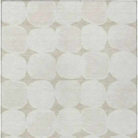 Beige And Brown Abstract Washable Indoor Outdoor Area Rug Photo 7