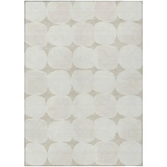 Beige And Brown Abstract Washable Indoor Outdoor Area Rug Photo 2