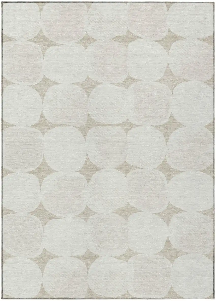 Beige And Brown Abstract Washable Indoor Outdoor Area Rug Photo 2