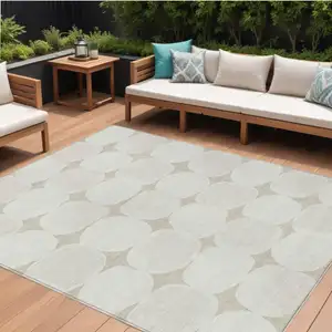 Photo of Beige And Brown Abstract Washable Indoor Outdoor Area Rug