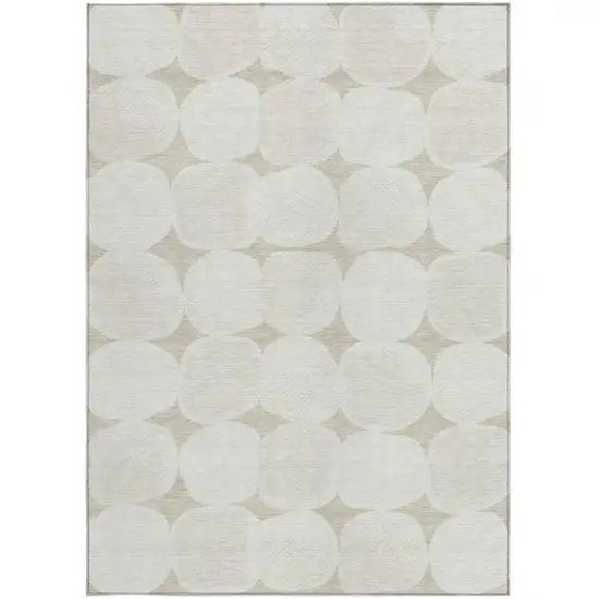 Beige And Brown Abstract Washable Indoor Outdoor Area Rug Photo 6