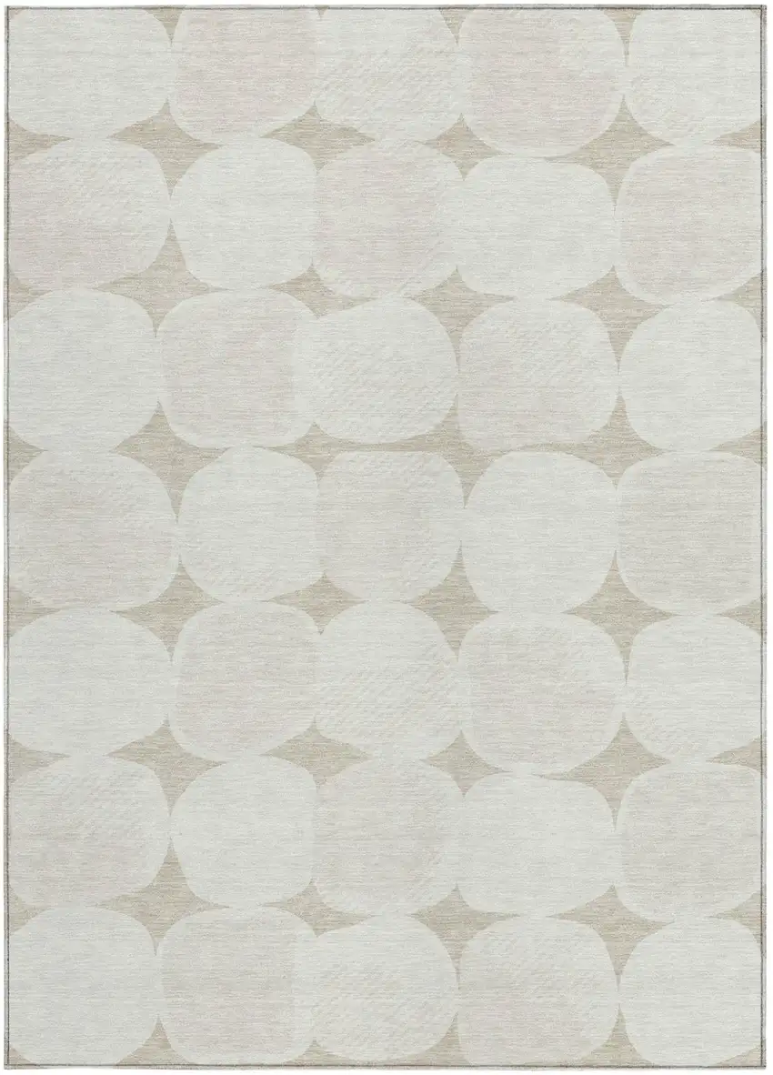 Beige And Brown Abstract Washable Indoor Outdoor Area Rug Photo 6