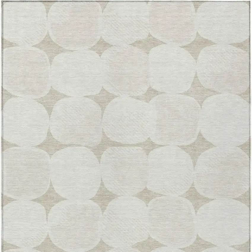 Beige And Brown Abstract Washable Indoor Outdoor Area Rug Photo 6