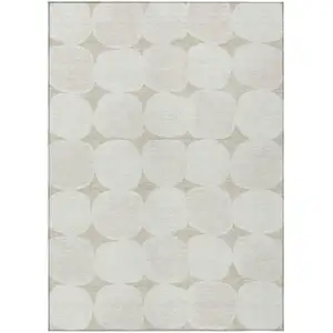 Photo of Beige And Brown Abstract Washable Indoor Outdoor Area Rug