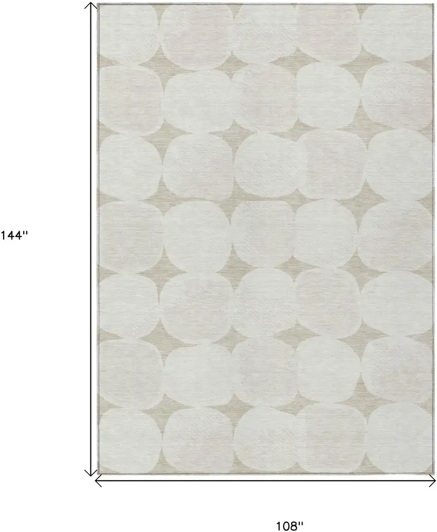 Beige And Brown Abstract Washable Indoor Outdoor Area Rug Photo 3