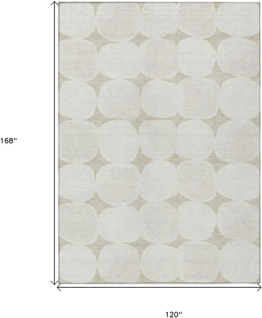Beige And Brown Abstract Washable Indoor Outdoor Area Rug Photo 3
