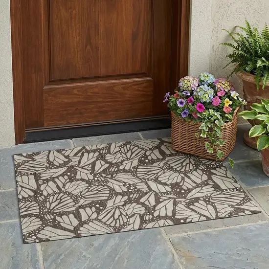 Beige And Brown Animal Print Washable Indoor Outdoor Area Rug Photo 1