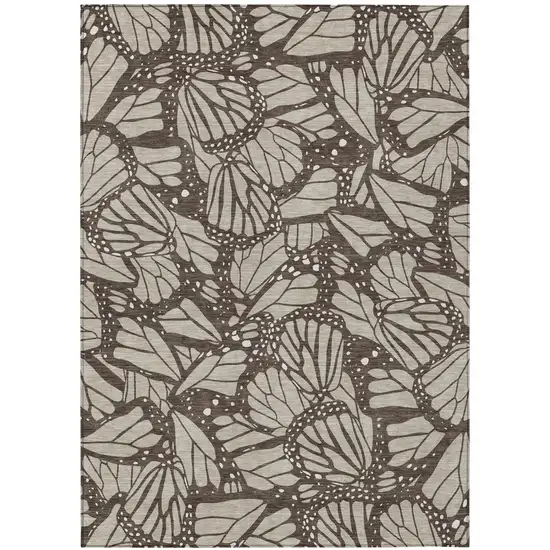 Beige And Brown Animal Print Washable Indoor Outdoor Area Rug Photo 2