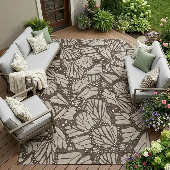 Beige And Brown Animal Print Washable Indoor Outdoor Area Rug Photo 1