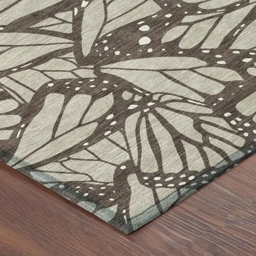Beige And Brown Animal Print Washable Indoor Outdoor Area Rug Photo 3