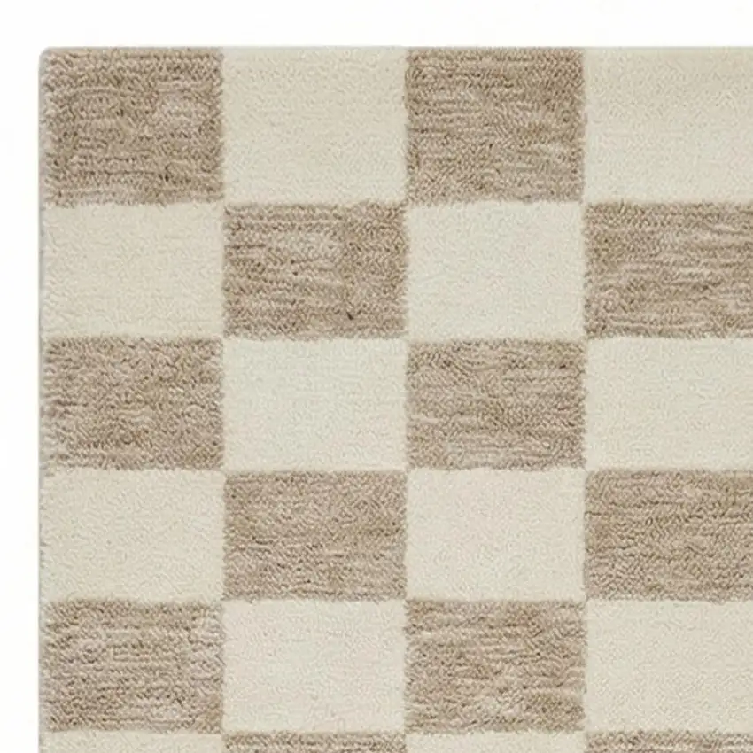 Beige And Brown Checkered Area Rug Photo 2