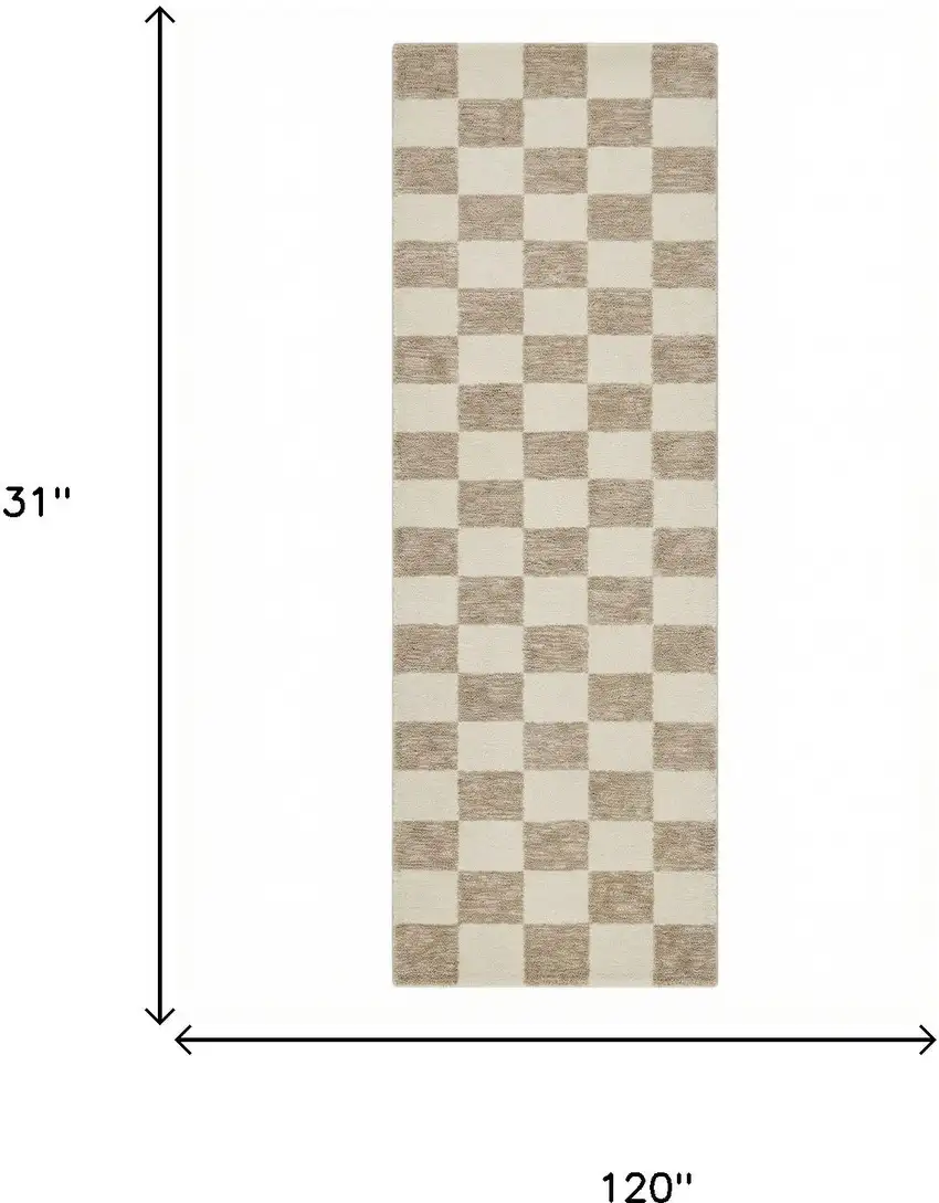 Beige And Brown Checkered Area Rug Photo 9