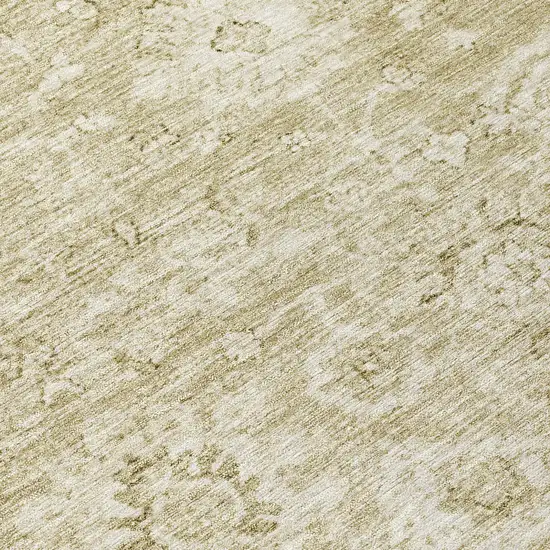 Beige And Brown Damask Washable Indoor Outdoor Area Rug Photo 8