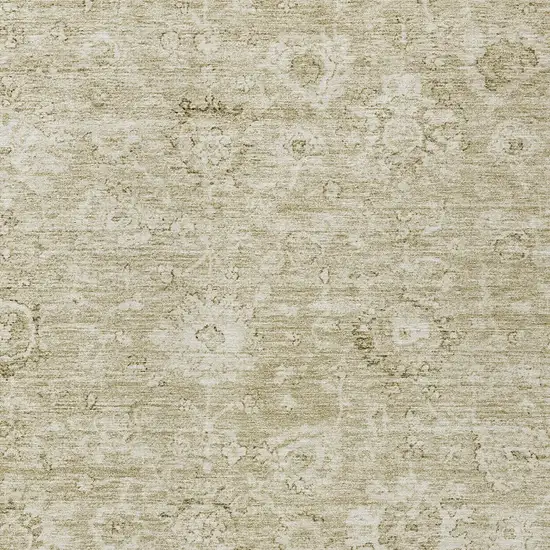 Beige And Brown Damask Washable Indoor Outdoor Area Rug Photo 5