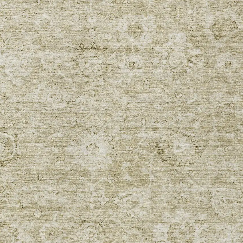 Beige And Brown Damask Washable Indoor Outdoor Area Rug Photo 5