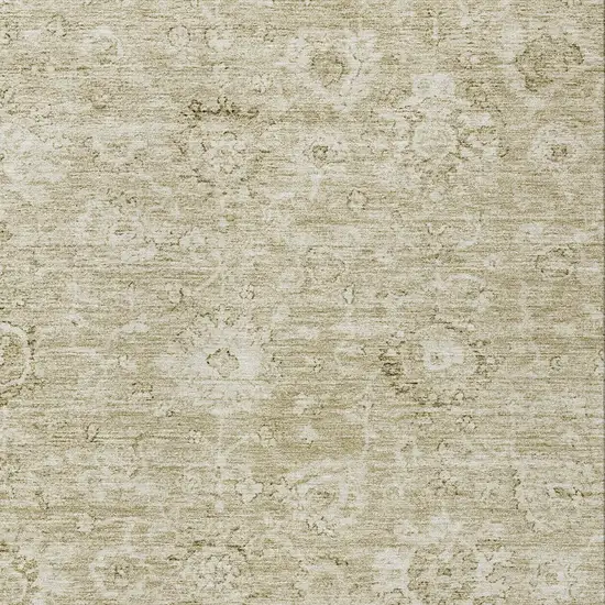 Beige And Brown Damask Washable Indoor Outdoor Area Rug Photo 5