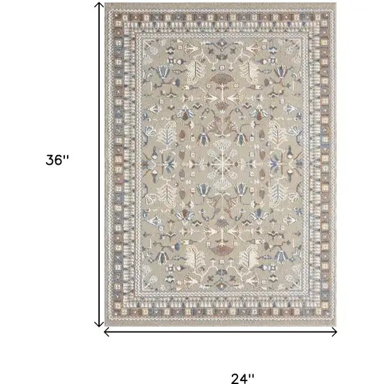 Beige And Brown Floral Area Rug Photo 3