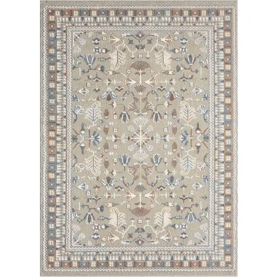 Beige And Brown Floral Area Rug Photo 2