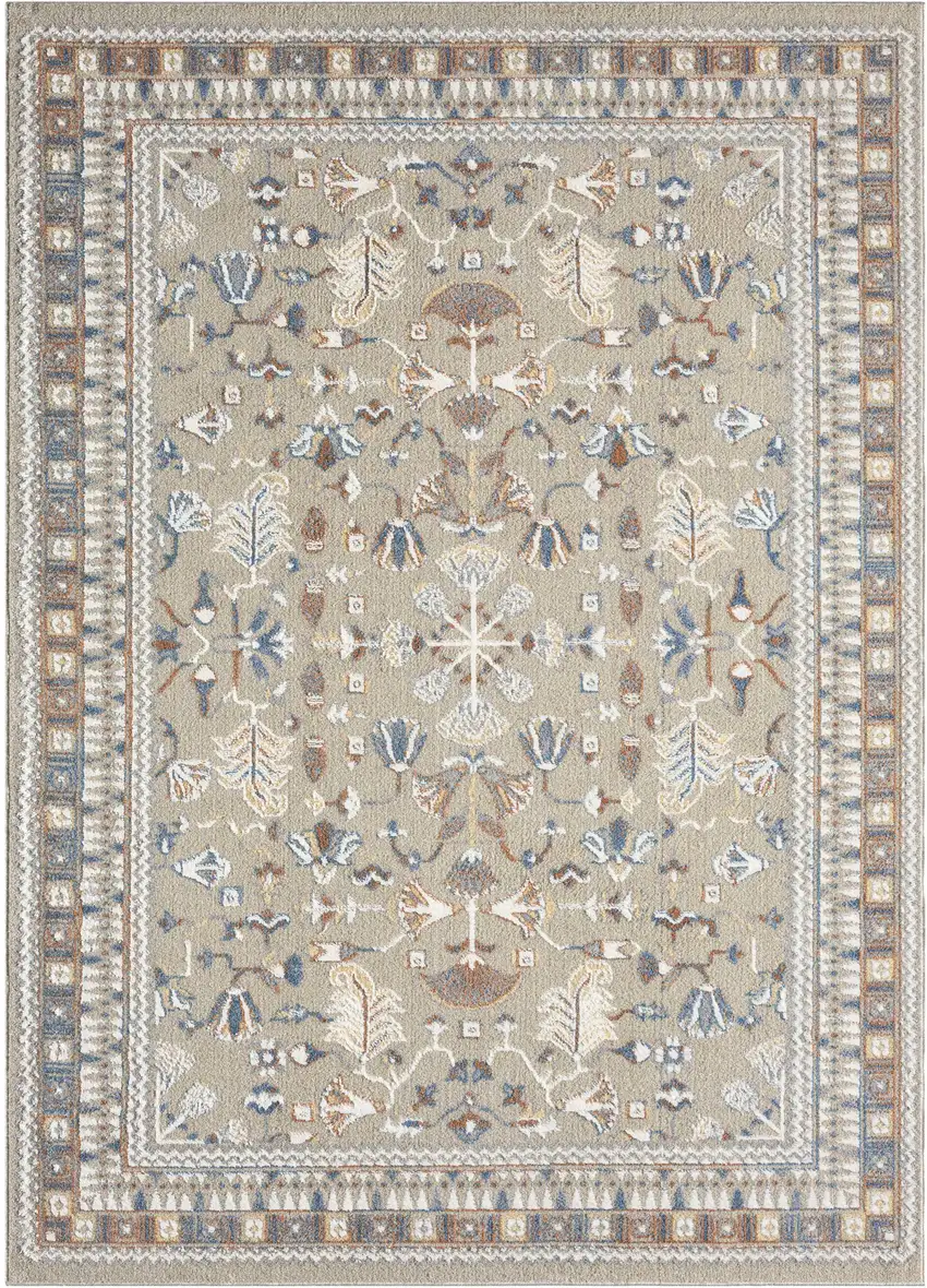 Beige And Brown Floral Area Rug Photo 2