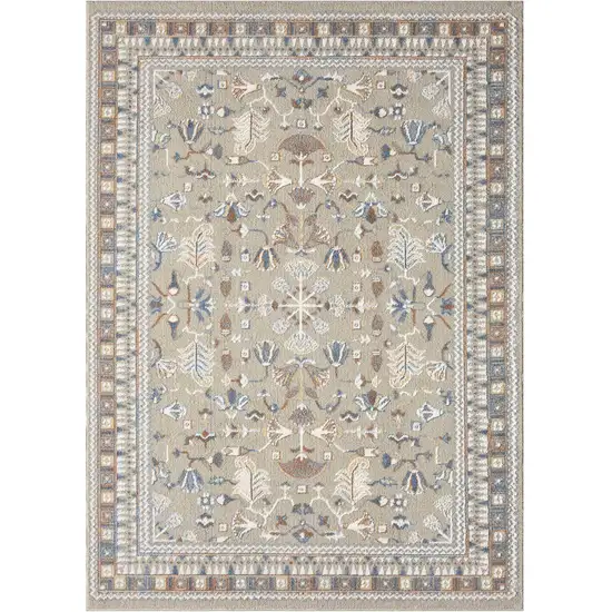 Beige And Brown Floral Area Rug Photo 5