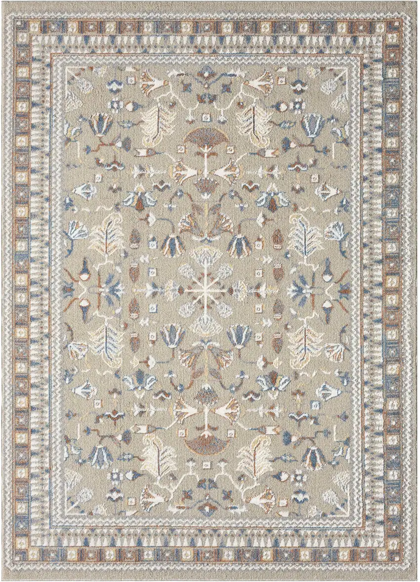 Beige And Brown Floral Area Rug Photo 5