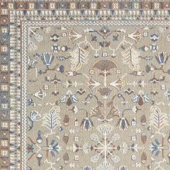 Beige And Brown Floral Area Rug Photo 3