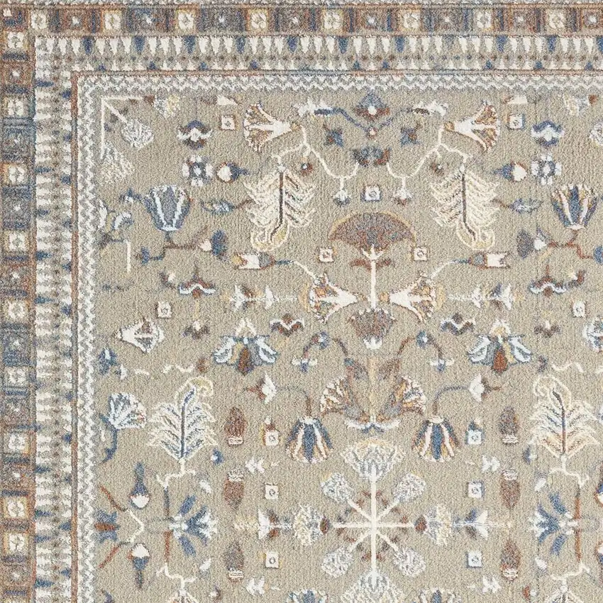 Beige And Brown Floral Area Rug Photo 3