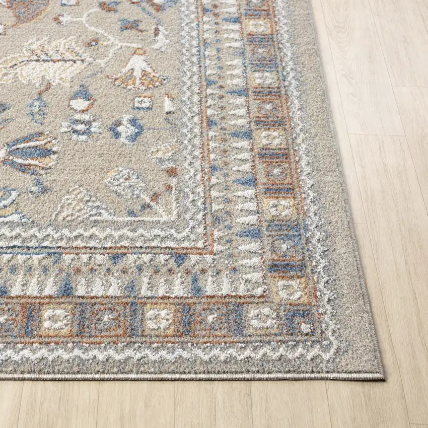 Beige And Brown Floral Area Rug Photo 9