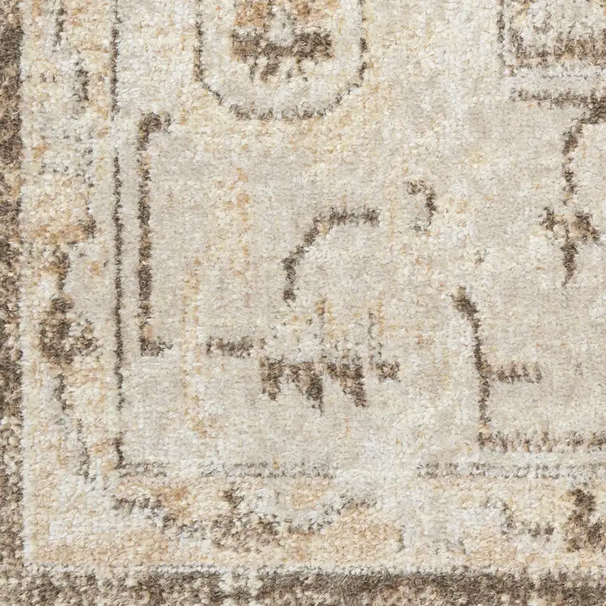Beige And Brown Floral Distressed Area Rug Photo 3